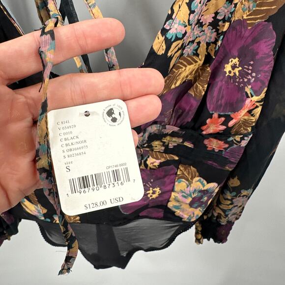 FREE PEOPLE NWT Wanderlust Bodysuit in Black Combo // S - Picture 7 of 13